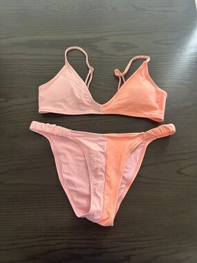 SHEIN Two-Tone Pink & Peach Bikini Set